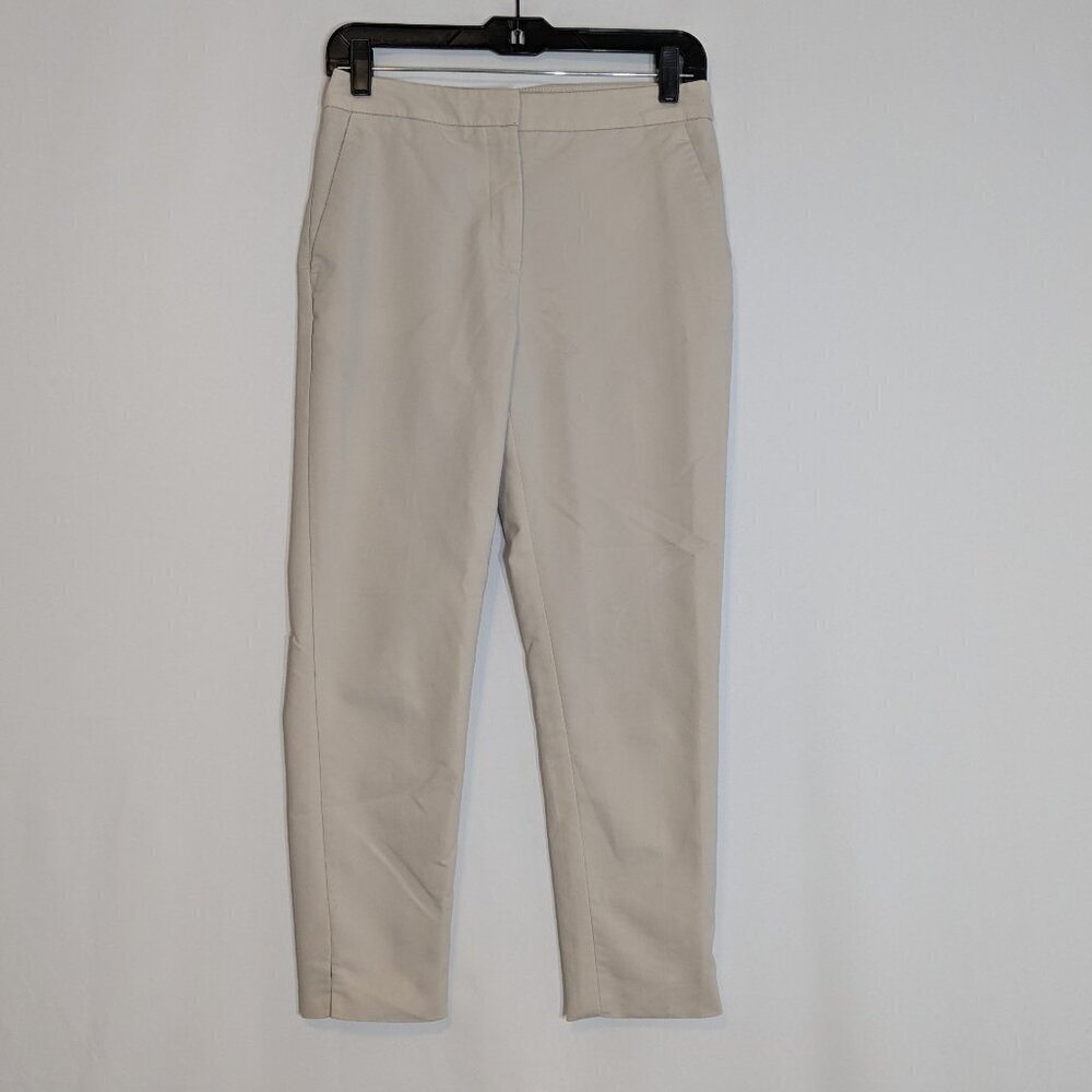H&M Beige Mid-Rise Stretch Front Zip Career Ankle Pants; Size 4